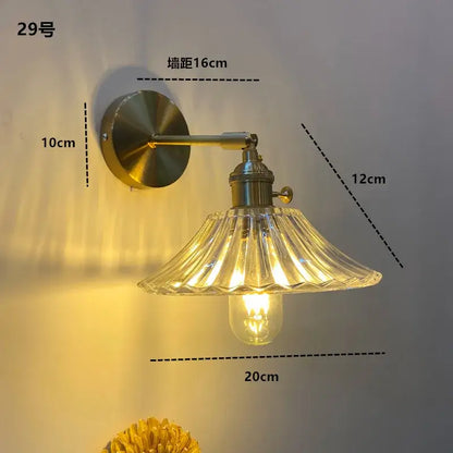 Modern ribbed amber glass wall light fixture bedroom adjustable sconce