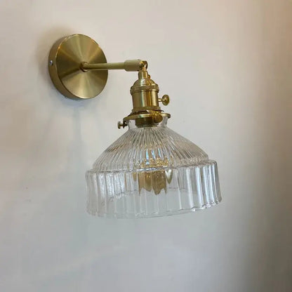 Modern ribbed amber glass wall light fixture bedroom adjustable sconce