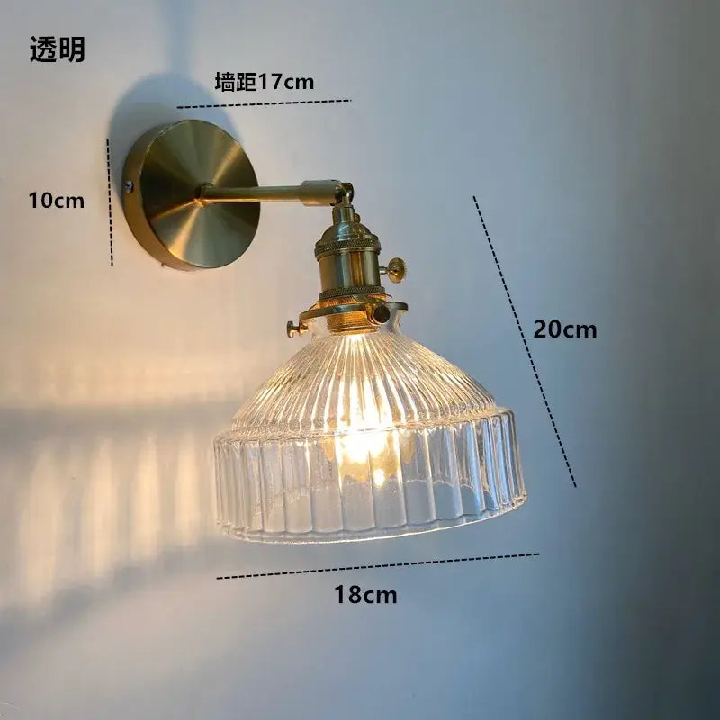 Modern ribbed amber glass wall light fixture bedroom adjustable sconce