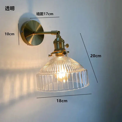 Modern ribbed amber glass wall light fixture bedroom adjustable sconce