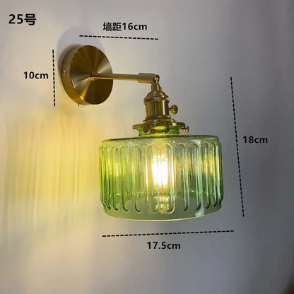 Modern ribbed amber glass wall light fixture bedroom adjustable sconce