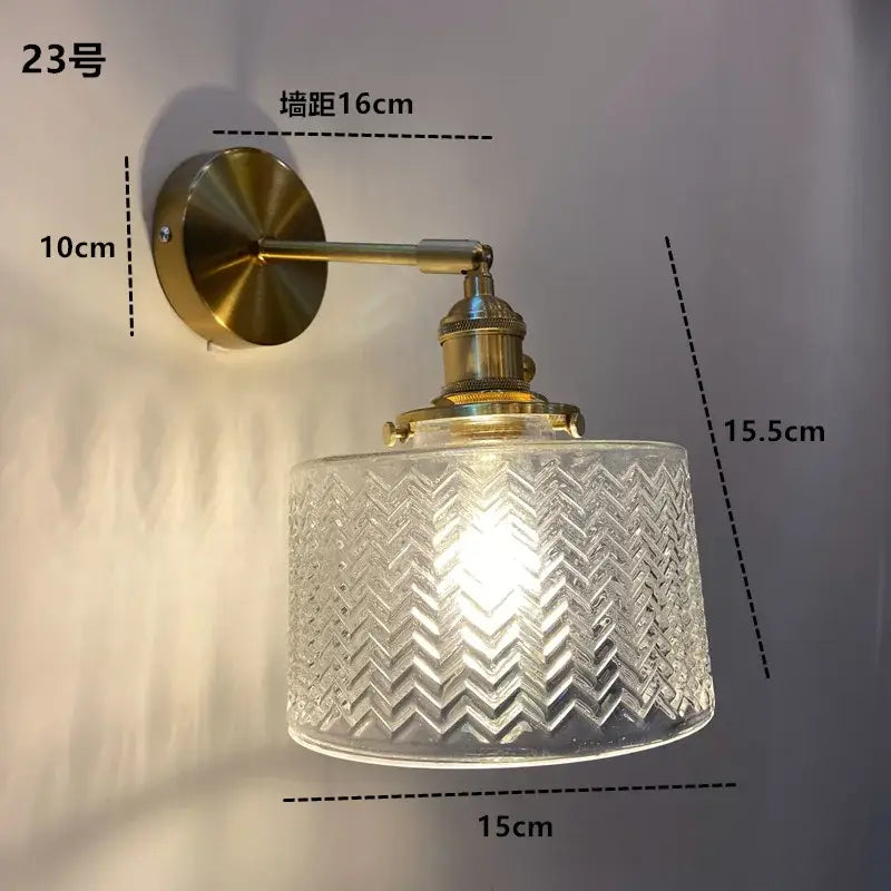 Modern ribbed amber glass wall light fixture bedroom adjustable sconce