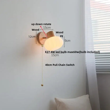 Modern amber glass led wall sconce wood stair light bedroom