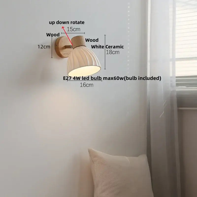 Modern amber glass led wall sconce wood stair light bedroom