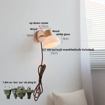 Modern amber glass led wall sconce wood stair light bedroom