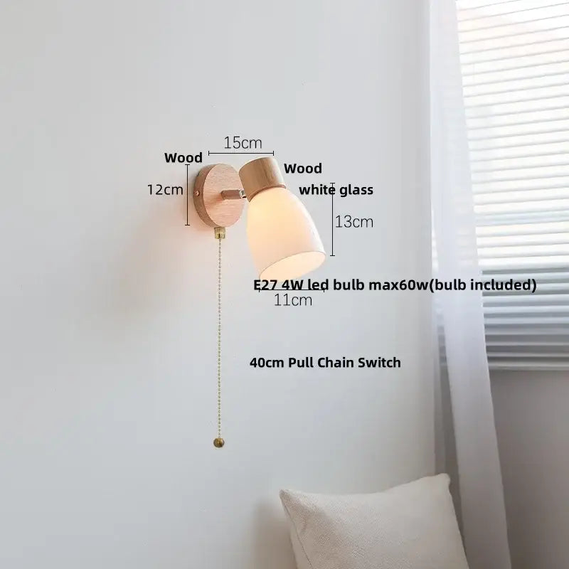 Modern amber glass led wall sconce wood stair light bedroom
