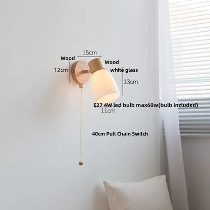 Modern amber glass led wall sconce wood stair light bedroom