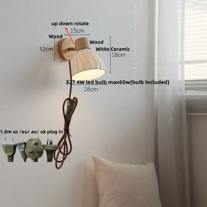 Modern amber glass led wall sconce wood stair light bedroom