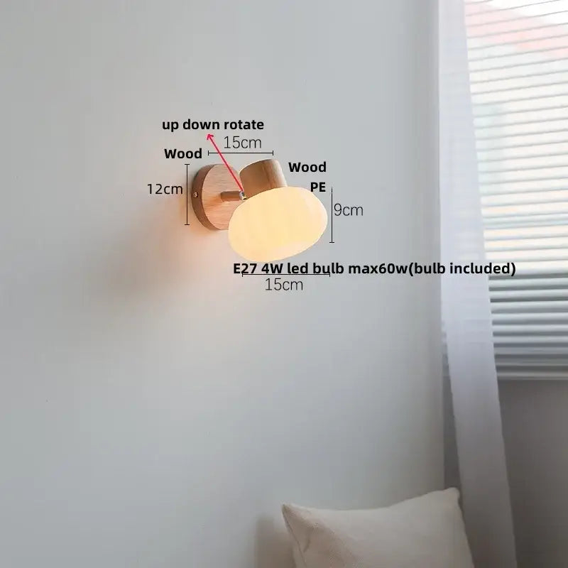 Modern amber glass led wall sconce wood stair light bedroom