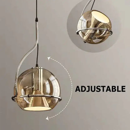 Industrial amber glass and chrome pendant light kitchen chandelier
