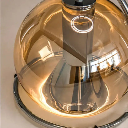 Industrial amber glass and chrome pendant light kitchen chandelier
