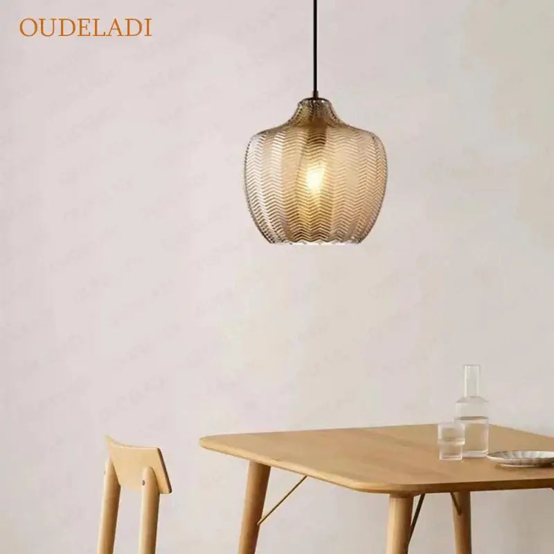 Woven gold chevron glass pendant lights for kitchen dining room