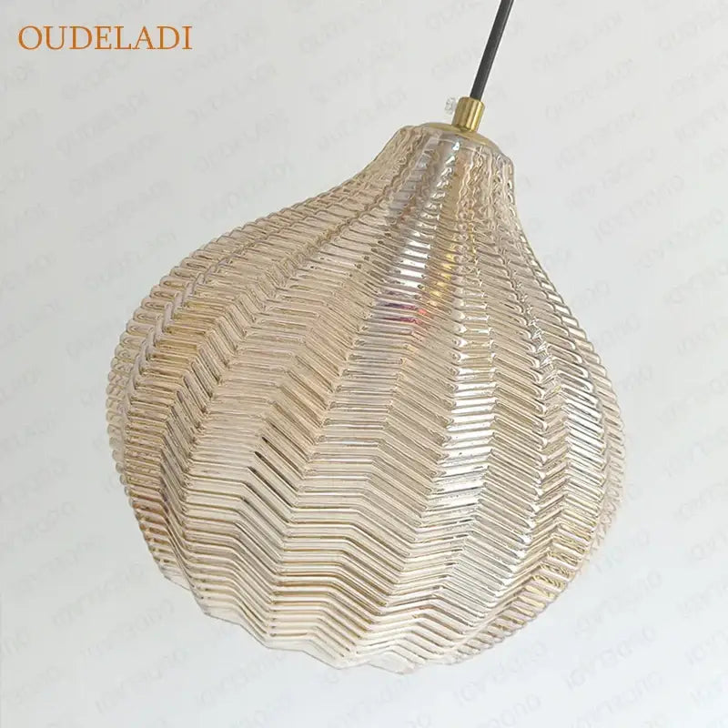 Woven gold chevron glass pendant lights for kitchen dining room