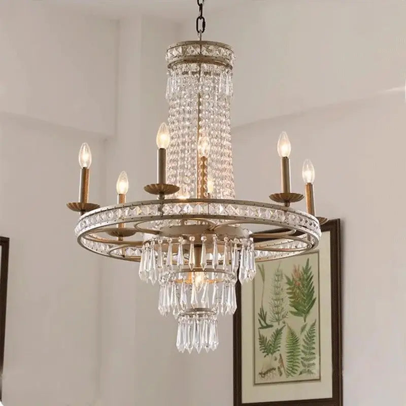 american country antique brass crystal chandelier dining room
