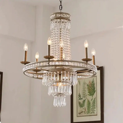 american country antique brass crystal chandelier dining room