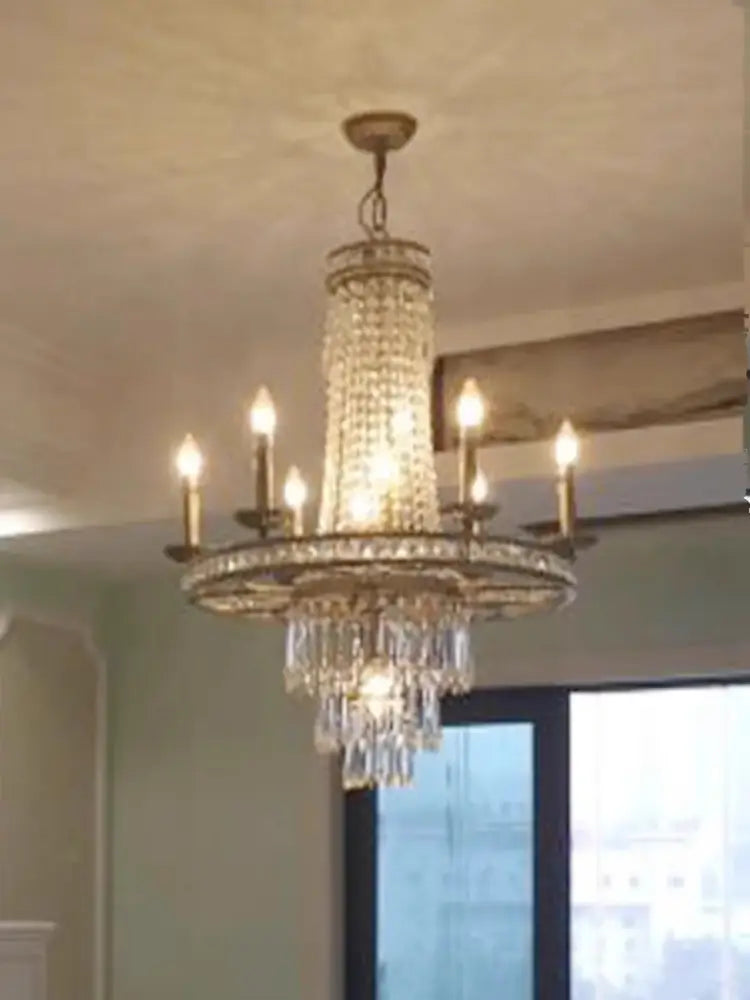 american country antique brass crystal chandelier dining room