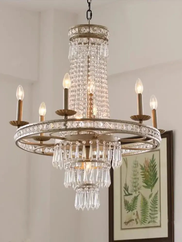 american country antique brass crystal chandelier dining room