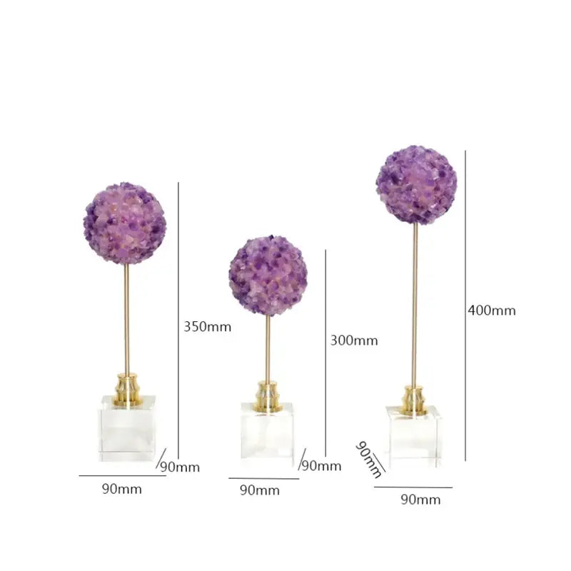 Amethyst flower metal sculpture living room marble decor