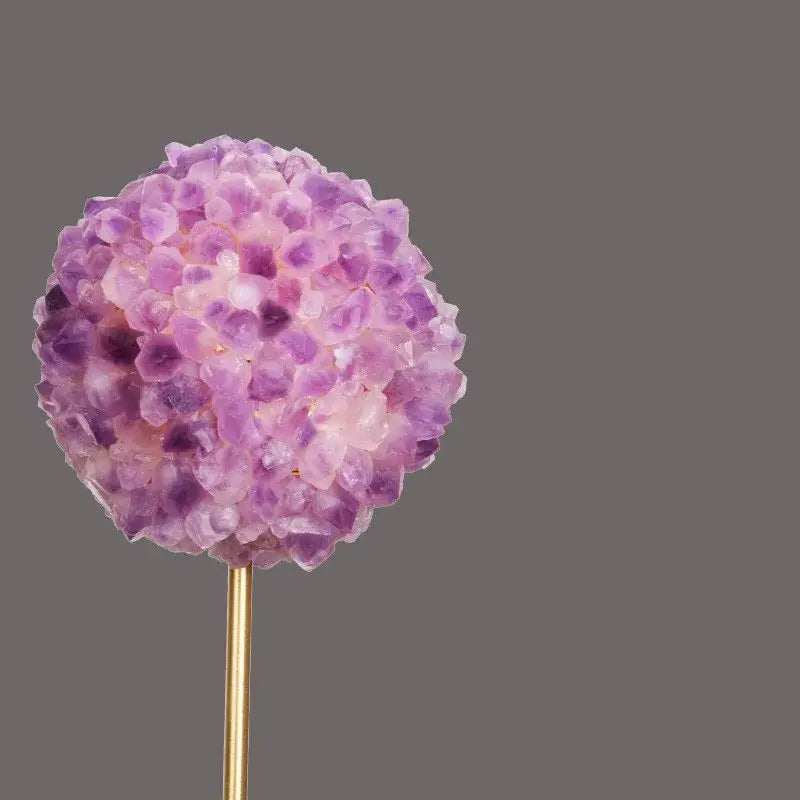 Amethyst flower metal sculpture living room marble decor