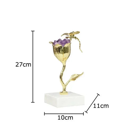 Gold and amethyst flower ornaments with dragonfly – living room decor