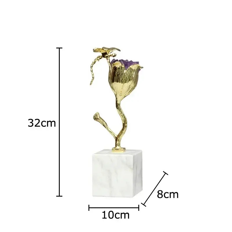 Gold and amethyst flower ornaments with dragonfly – living room decor