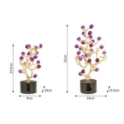 Modern amethyst tree metal grapevine statue living room home decor
