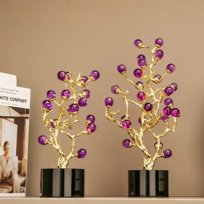 Modern amethyst tree metal grapevine statue living room home decor