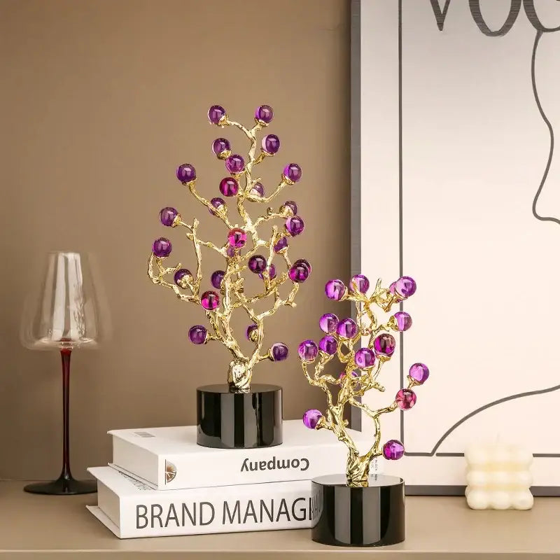 Modern amethyst tree metal grapevine statue living room home decor