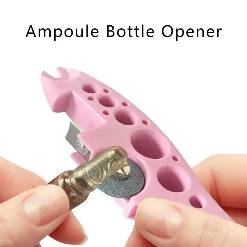 Pink plastic ampoule opener nurse assistant tool for medical glass vials
