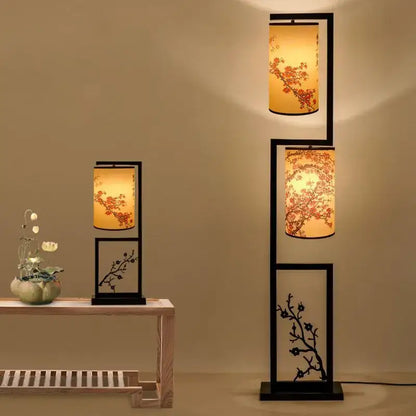Ancient plum chinese style floor lamp – living room warm amber light