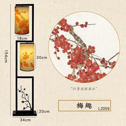 Ancient plum chinese style floor lamp – living room warm amber light