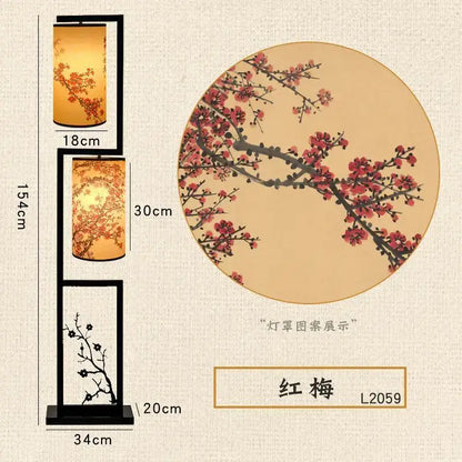 Ancient plum chinese style floor lamp – living room warm amber light