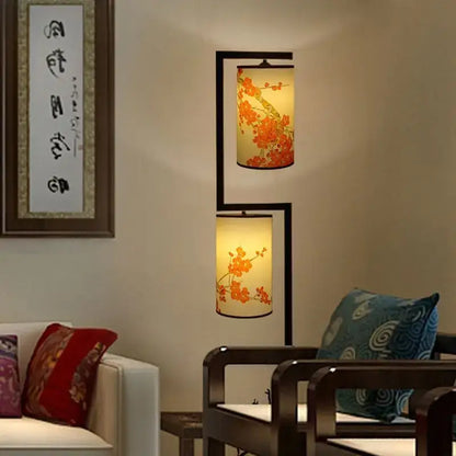 Ancient plum chinese style floor lamp – living room warm amber light