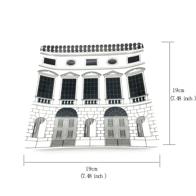 Ancient roman architecture white & black ceramic candle holder living room