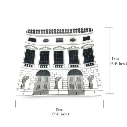 Ancient roman architecture white & black ceramic candle holder living room