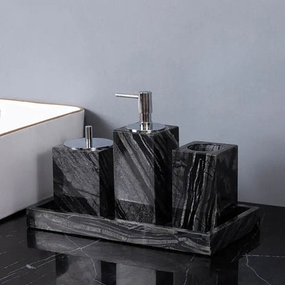 Modern black & gold ancient wood grain marble bathroom set