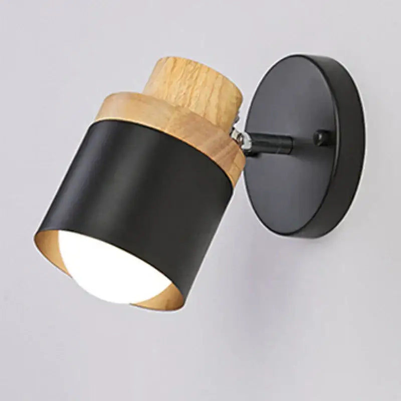 Modern black & wood adjustable led wall sconce bedroom light