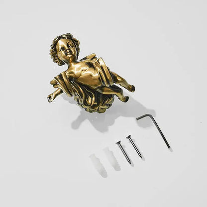 Vintage golden angel brass towel hook bathroom wall decor