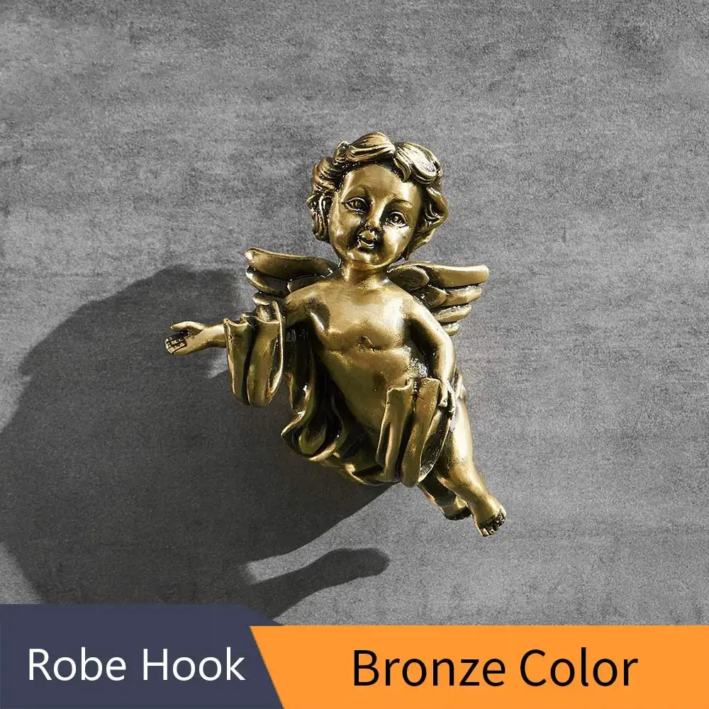 Vintage golden angel brass towel hook bathroom wall decor