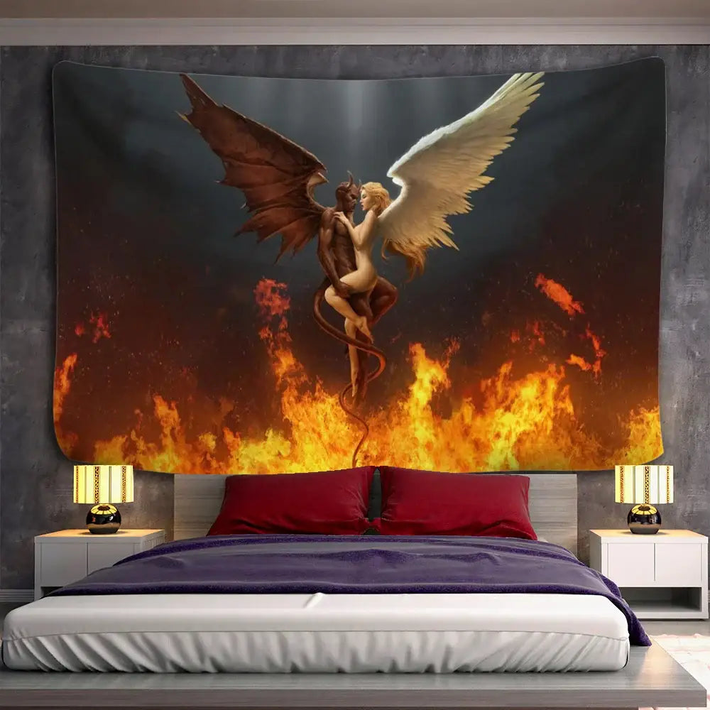 Angel devil hell witchcraft psychedelic tapestry for bedroom wall decor