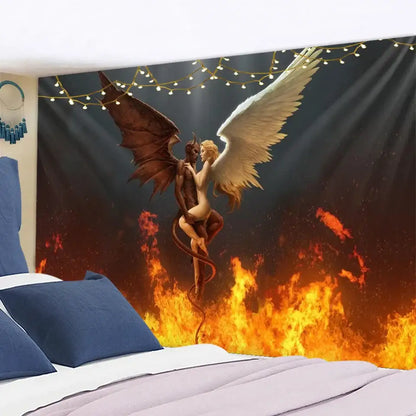 Angel devil hell witchcraft psychedelic tapestry for bedroom wall decor