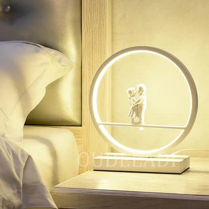 White angel doll bird table lamp for bedroom led ring light