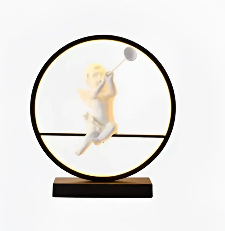 White angel doll bird table lamp for bedroom led ring light