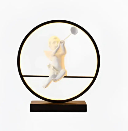 White angel doll bird table lamp for bedroom led ring light