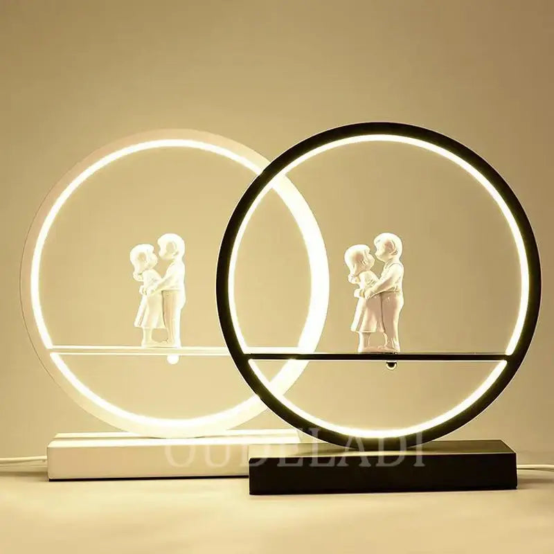 White angel doll bird table lamp for bedroom led ring light