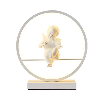 White angel doll bird table lamp for bedroom led ring light