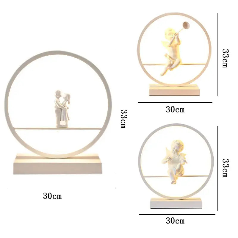 White angel doll bird table lamp for bedroom led ring light