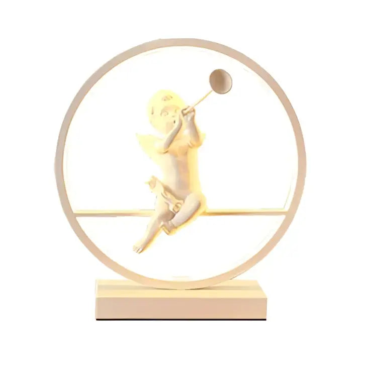 White angel doll bird table lamp for bedroom led ring light