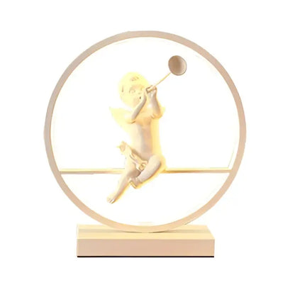 White angel doll bird table lamp for bedroom led ring light