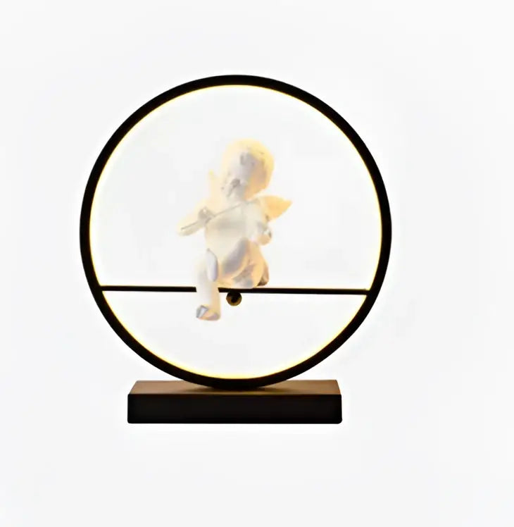 White angel doll bird table lamp for bedroom led ring light